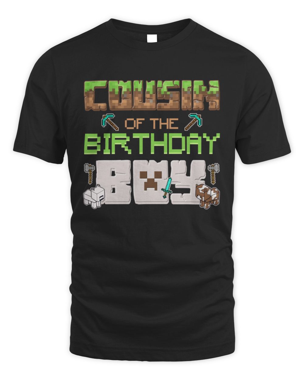 Cousin Of The Birthday Boy Minecraft Unisex Standard T-Shirt (Overnight) black s