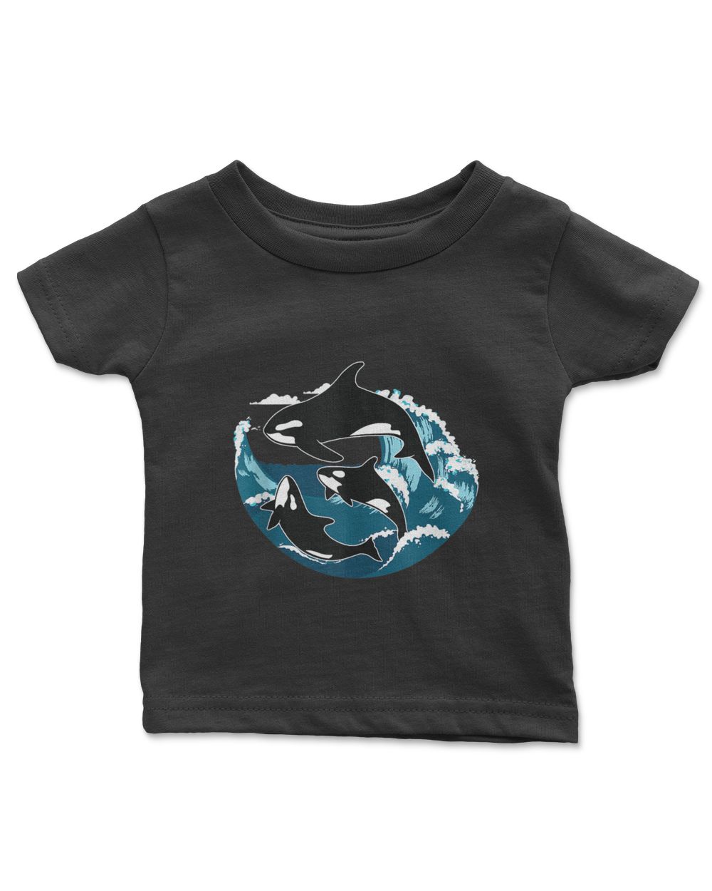 Orcas Lover Fishes Whales Killer Sea Ocean Tooth Oceanic Tank Top Infant Jersey T-Shirt black 6m