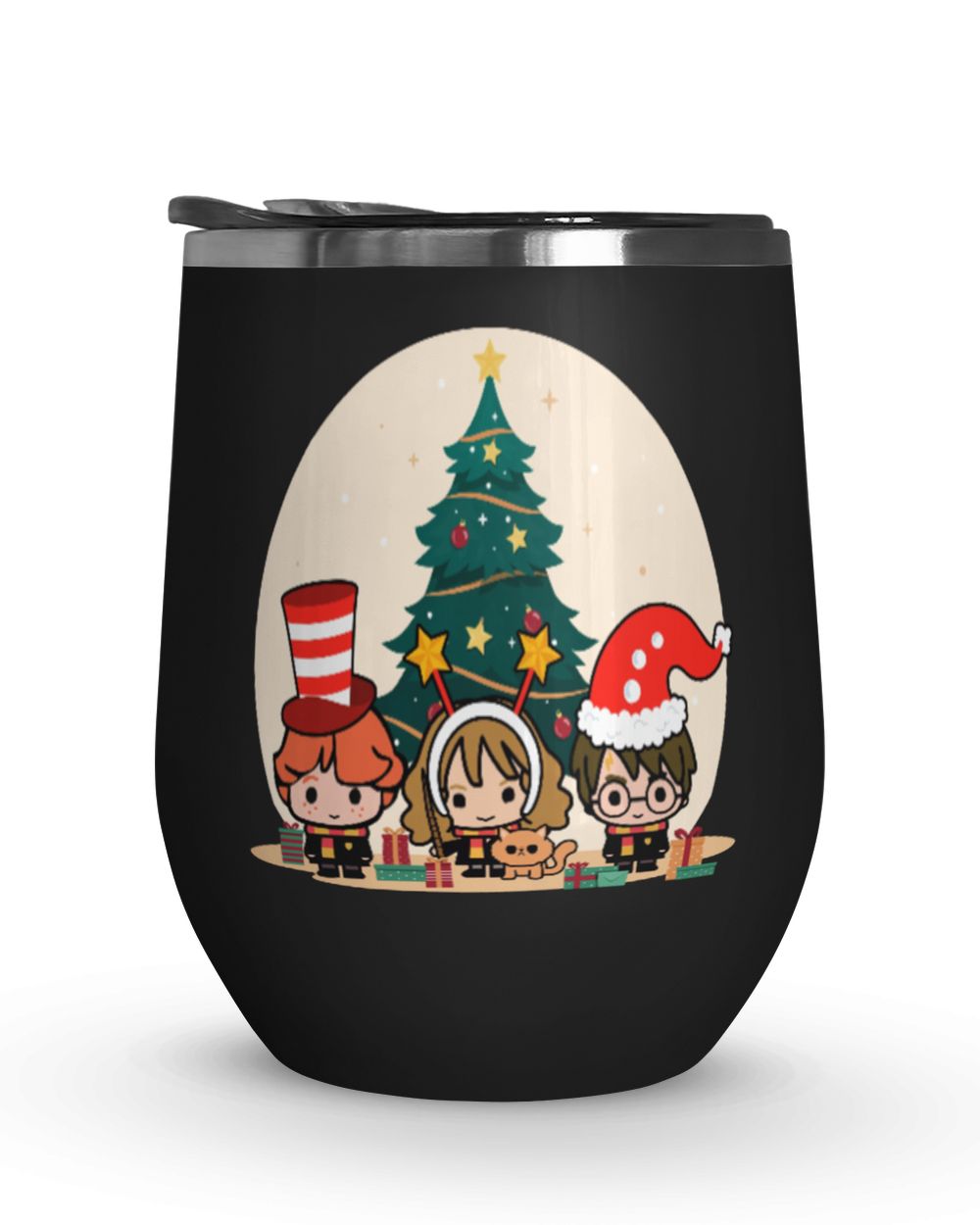 Ready for Merry Christmas Wine Tumbler (12 oz) Wine Tumbler (12 oz) black 12oz