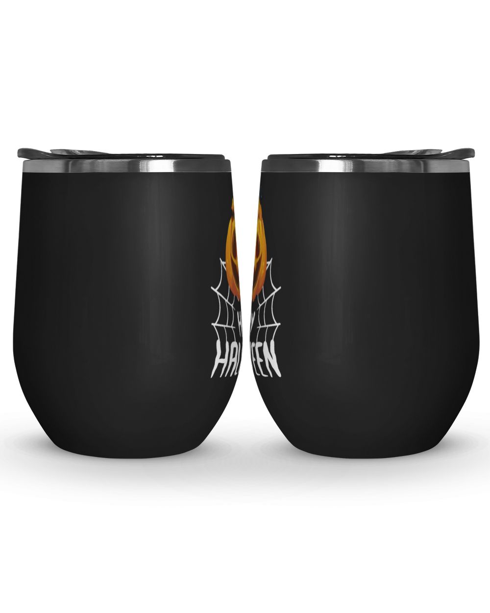 Happy Halloween Wine Tumbler (12 oz), happy pumpkin