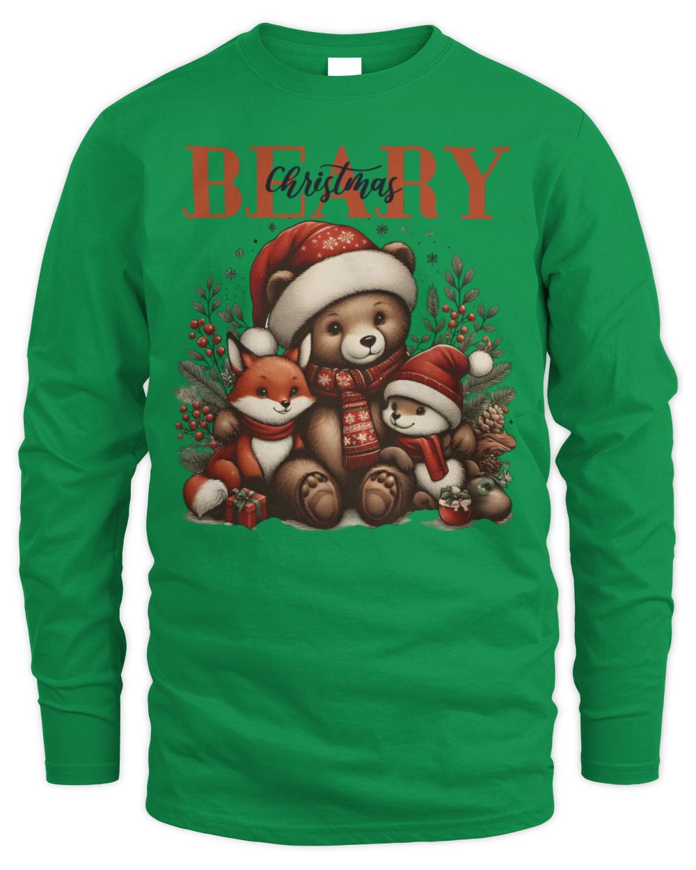 Beary Christmas Men's Long Sleeved T-Shirt irish-green s