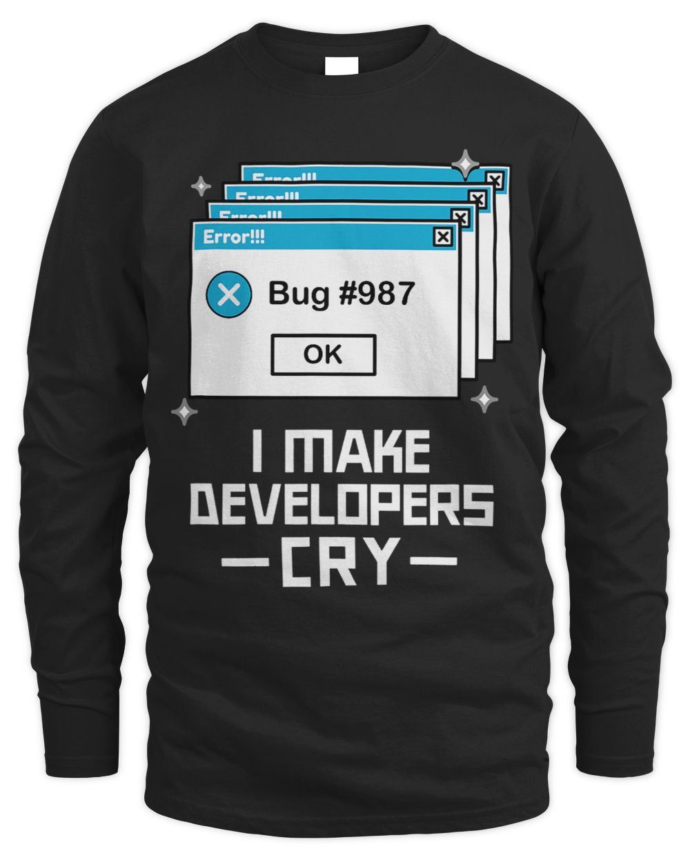 Funny QA Engineer QA Shirt I Make Developers Cry QA Tester Men's Long Sleeved T-Shirt black s