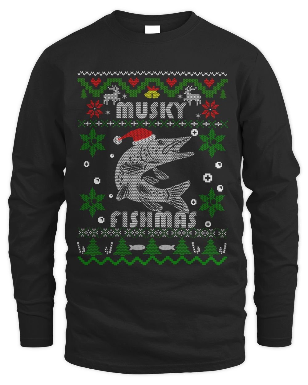 Funny Fishing Christmas (7) Men's Long Sleeved T-Shirt black s