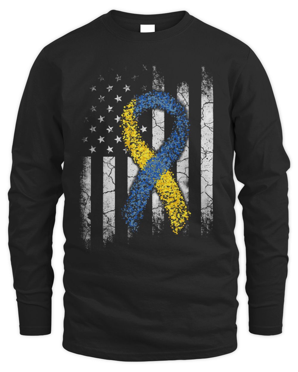 Down Syndrome US Flag Ribbon Blue And Yellow Down Syndrome Awareness