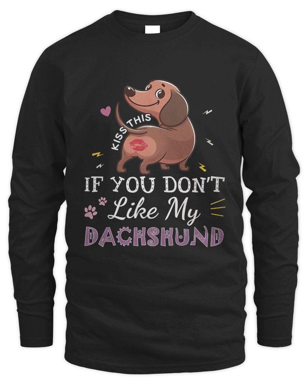Dachshund Kiss This Men's Long Sleeved T-Shirt black s
