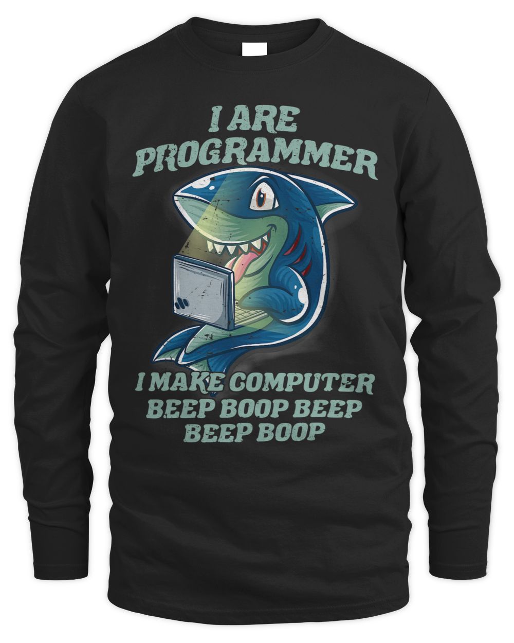 I Are Programmer Introvert IT Nerd Shark Software Geek Men's Long Sleeved T-Shirt black s