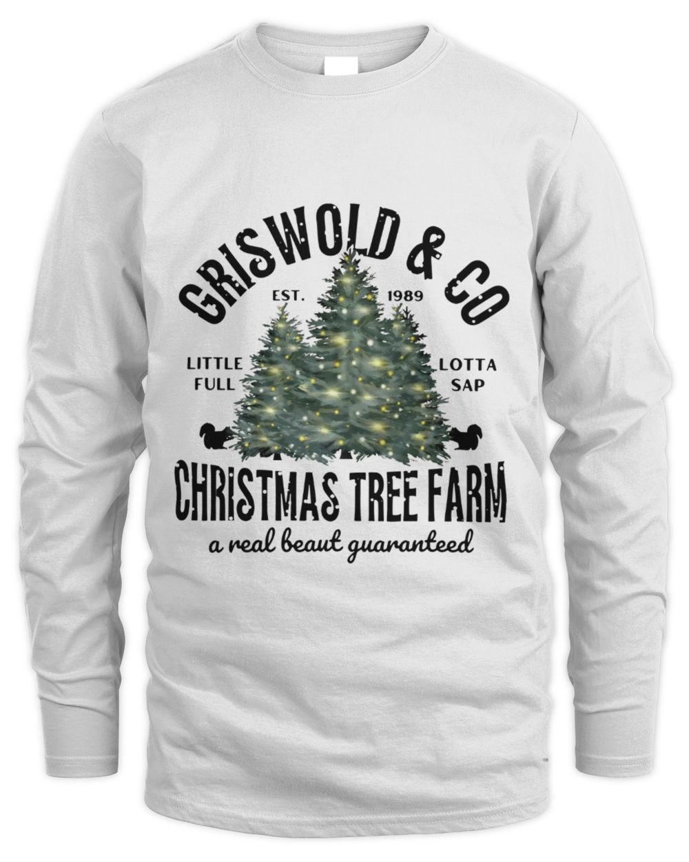 Griswold & Co Christmas Tree Farm Men's Long Sleeved T-Shirt white s
