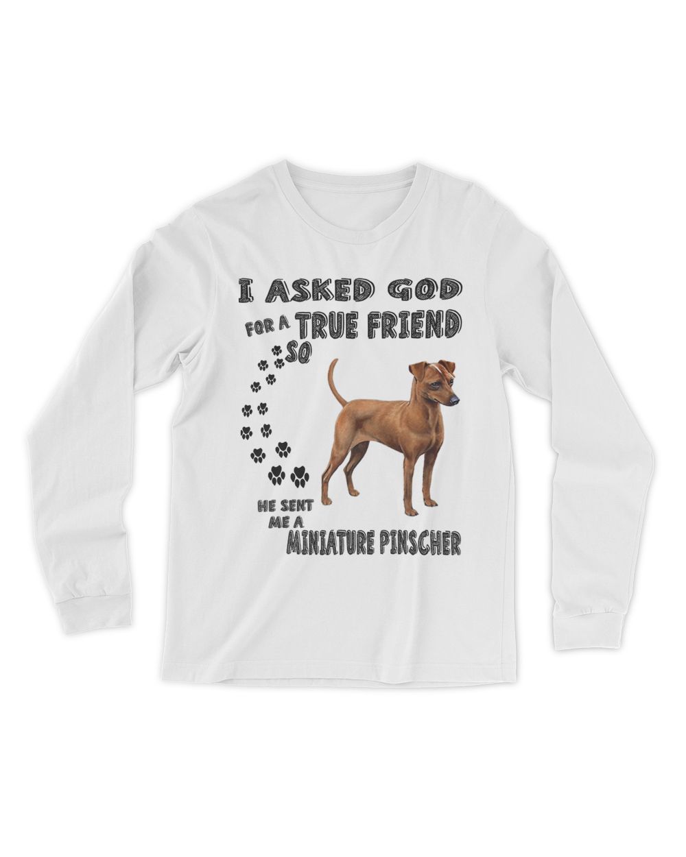 Red Miniature Pinscher Quote Mom Dad Art, Cute Min Pin Dog T-Shirt Men's Long Sleeved T-Shirt white s