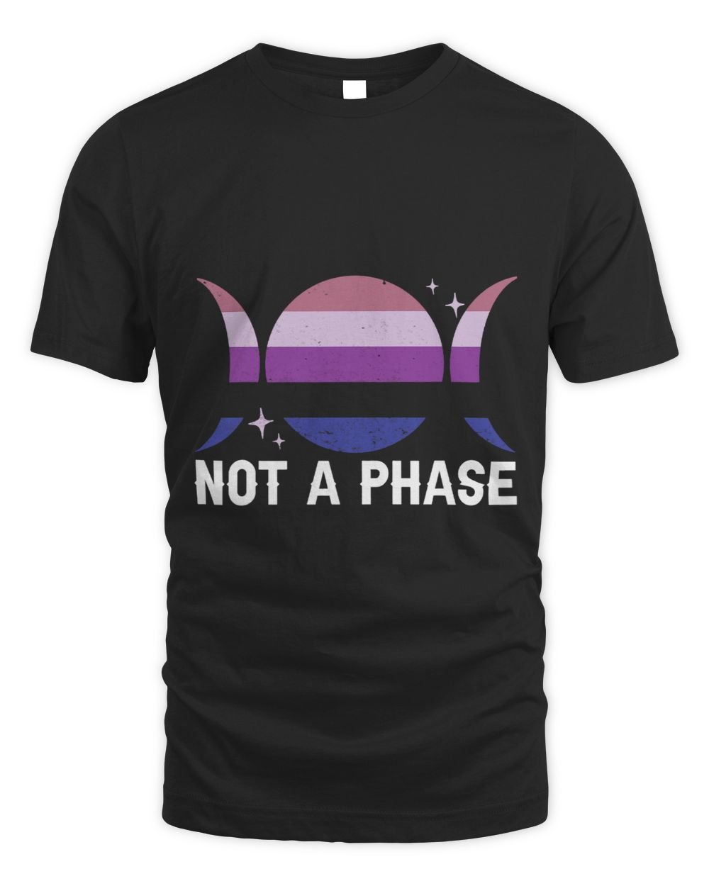 Gender Fluid Moon Non Binary Neutral Pride Not A Phase Unisex Standard T-Shirt black s