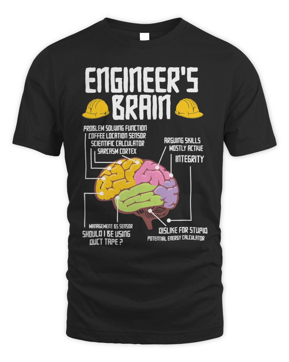Engineers Brain Funny Engineering Games Process Unisex Standard T-Shirt black s