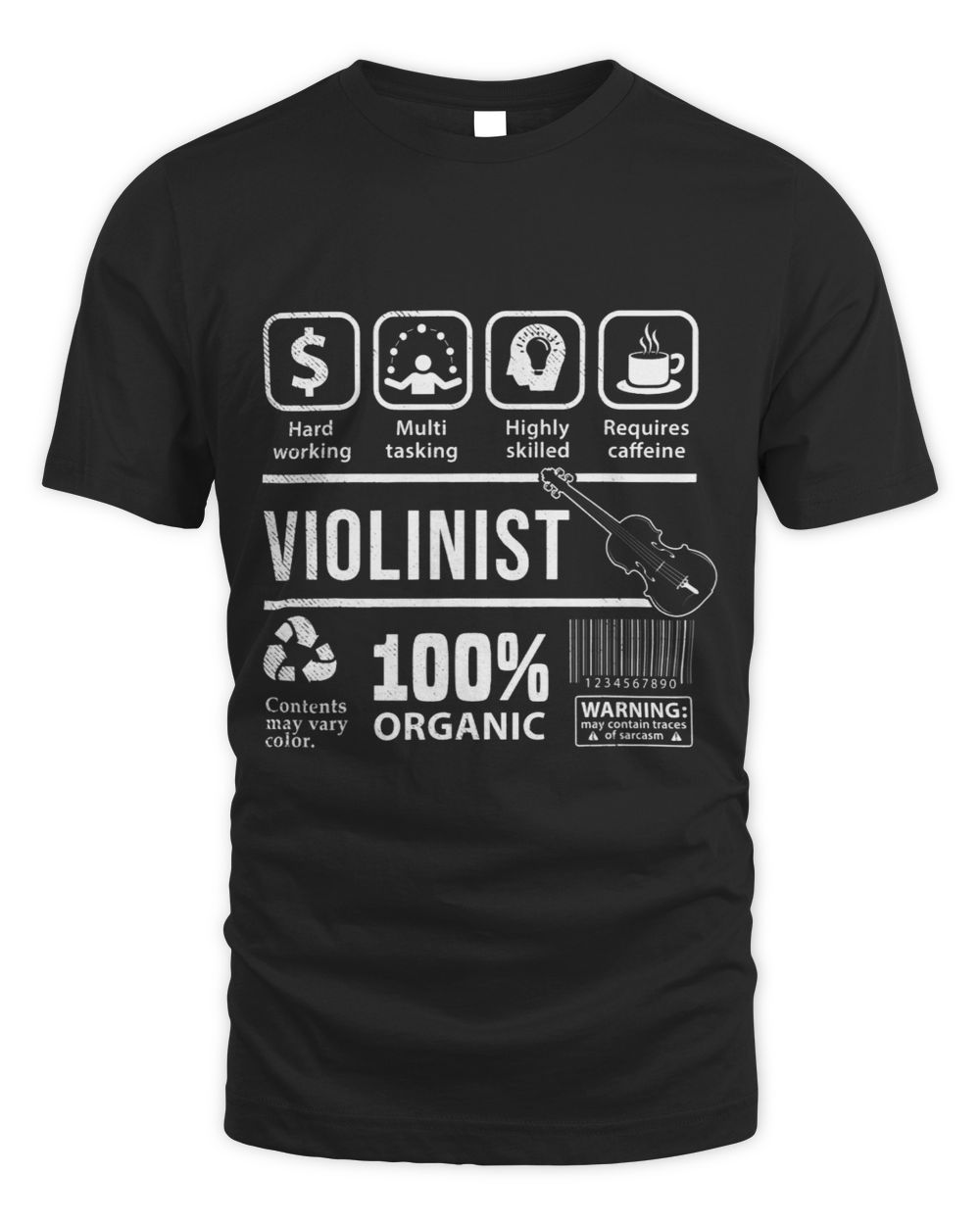 Violin Funny Multi Tasking graphic theme Unisex Standard T-Shirt black s
