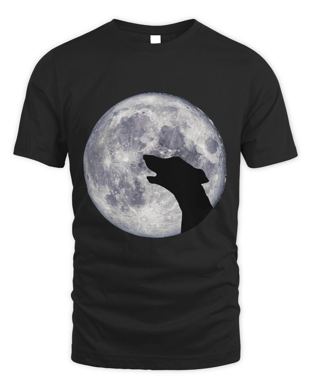 Greyhound Whippet Lurcher Howling or Rooing at the Moon Unisex Standard T-Shirt black s