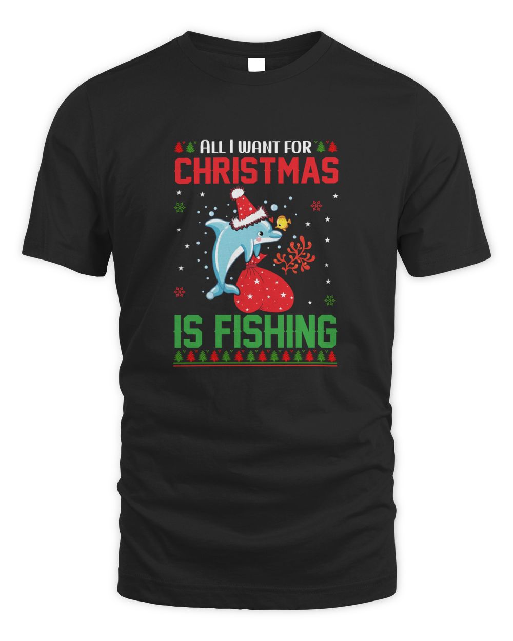 Christmas is Fishing Unisex Standard T-Shirt black s