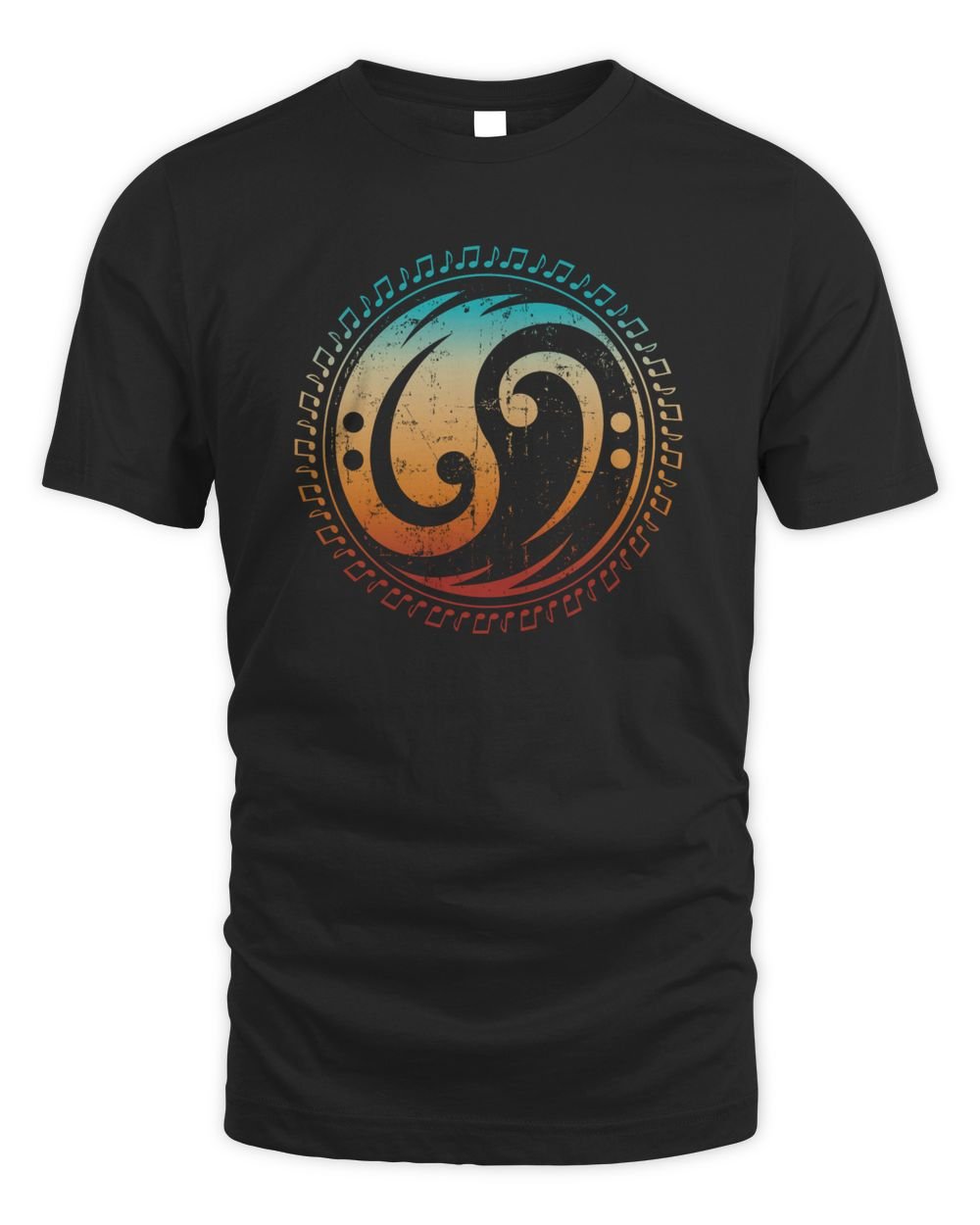 Bass Clef Yin Yang Unisex Standard T-Shirt black s