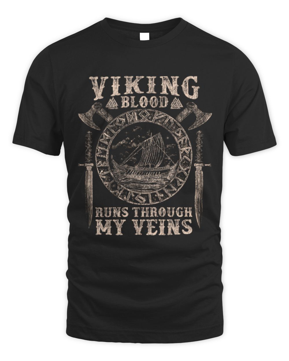 Distressed Viking Blood Runs Through My Veins Unisex Standard T-Shirt black s