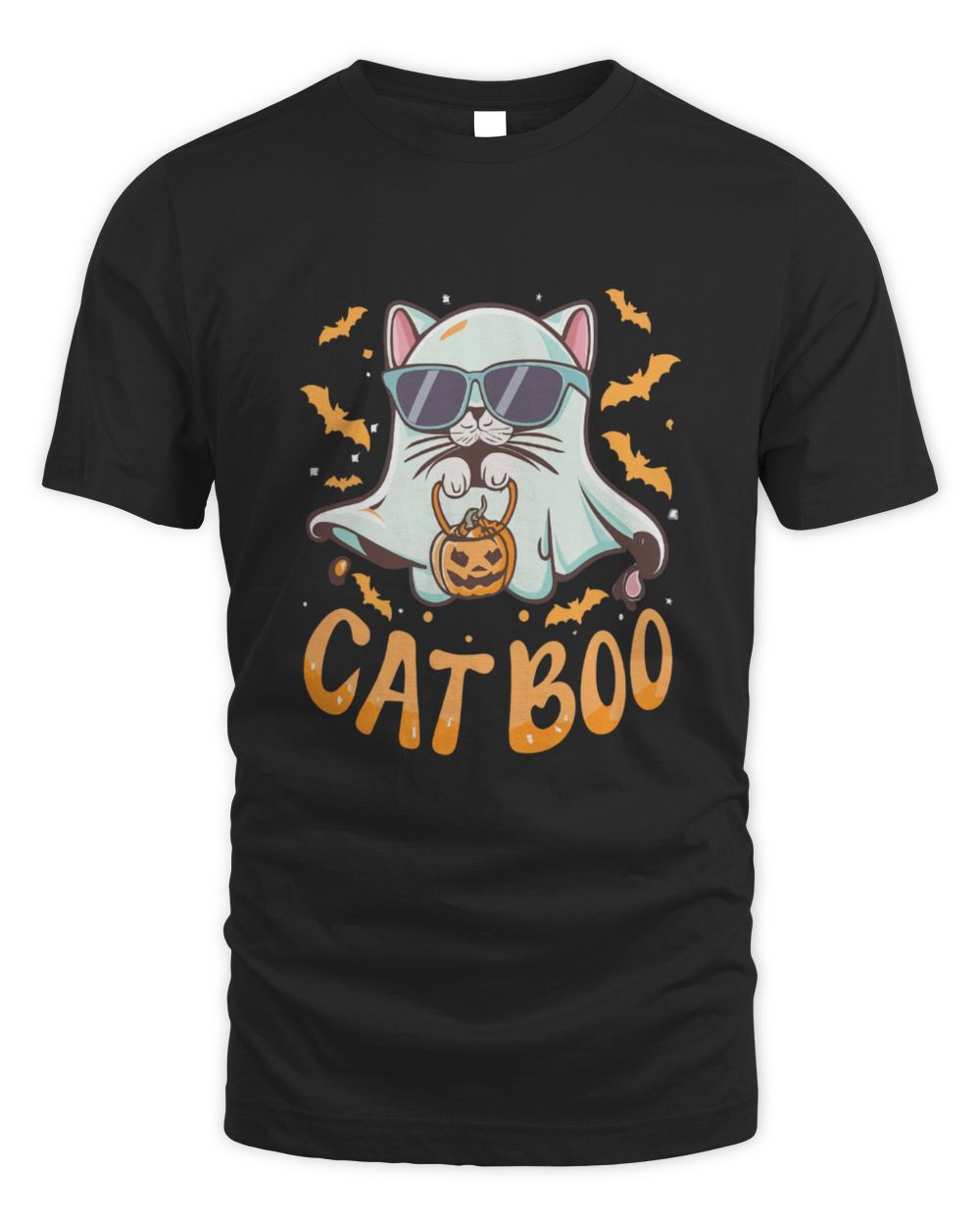 Cat Boo Funny Kitten Halloween Unisex Standard T-Shirt black s
