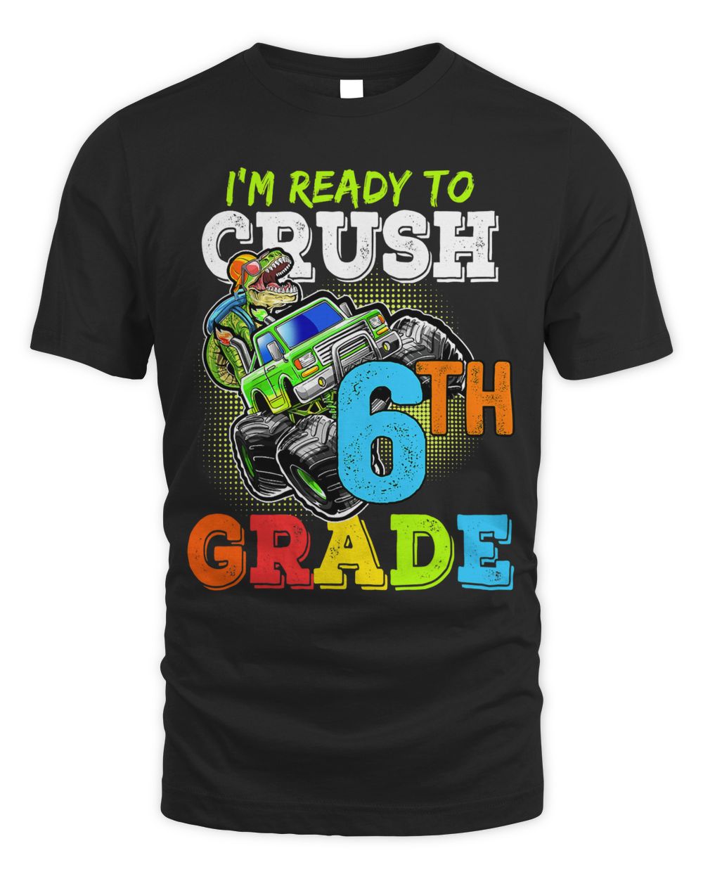 Im Ready To Crush th Grade Dinosaur Back To School Boys Kid 2 Unisex Standard T-Shirt black s