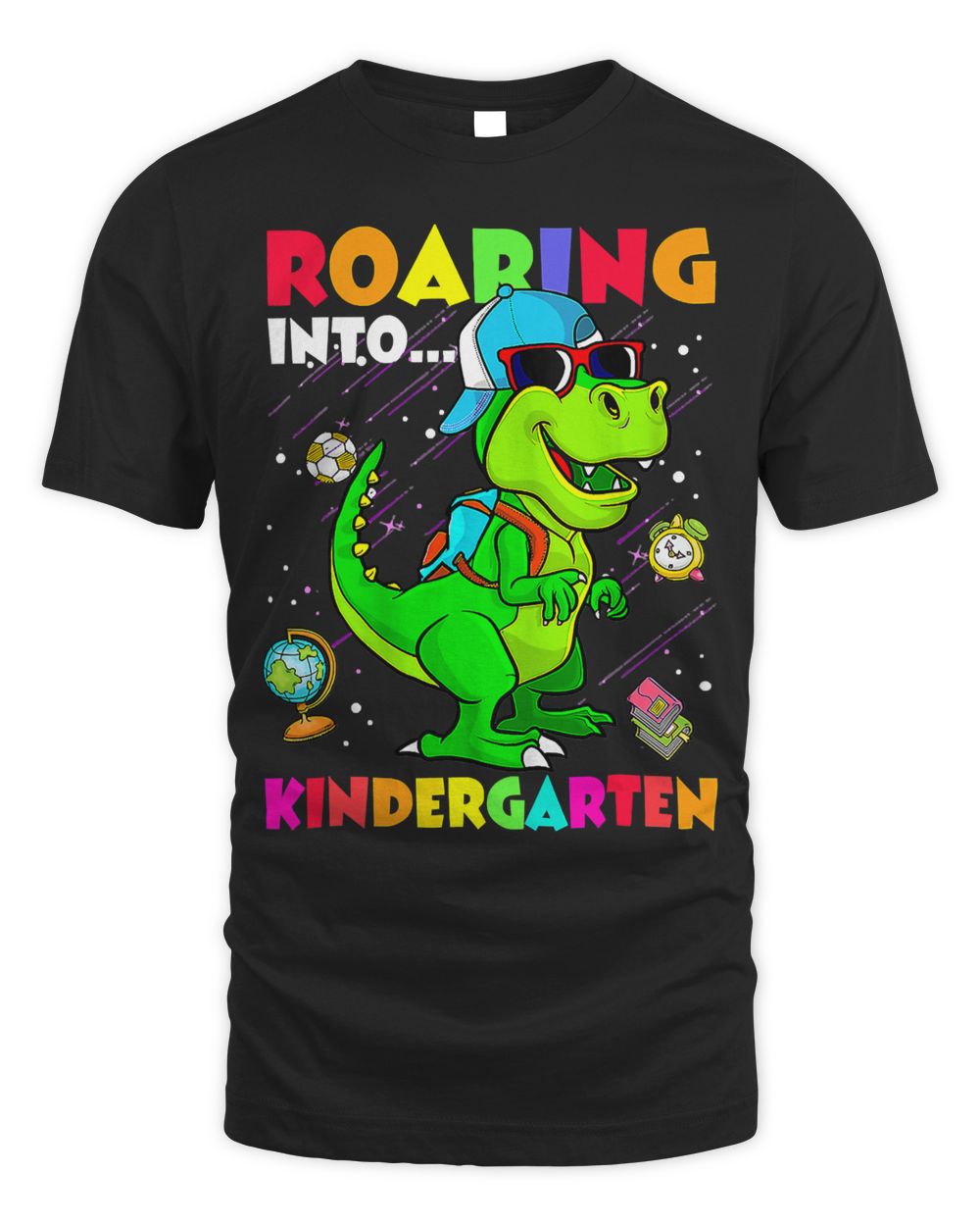 Roaring Into Kindergarten Dinosaur T Rex Back To School Boys Unisex Standard T-Shirt black s