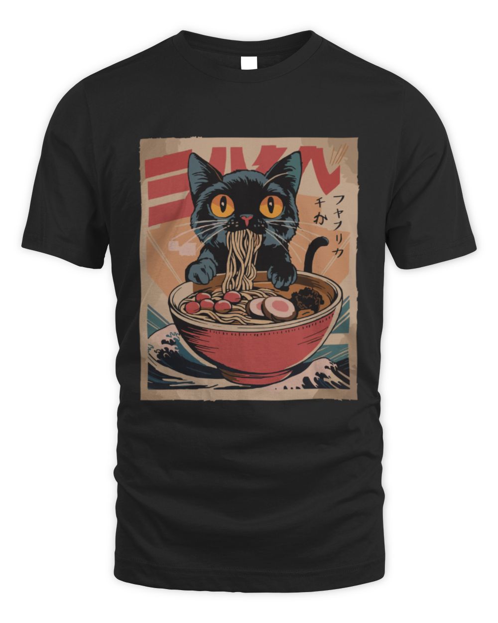 Cat Ra Japanese Graphic Tees Kawaii Cat Anime Unisex Standard T-Shirt black s