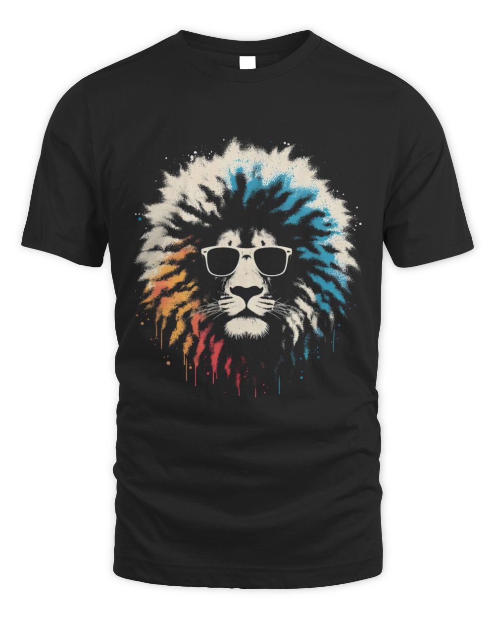 Lion Pet Afro Lion Vintage Graphic Colorful Afro Lion Lover Unisex Standard T-Shirt black s