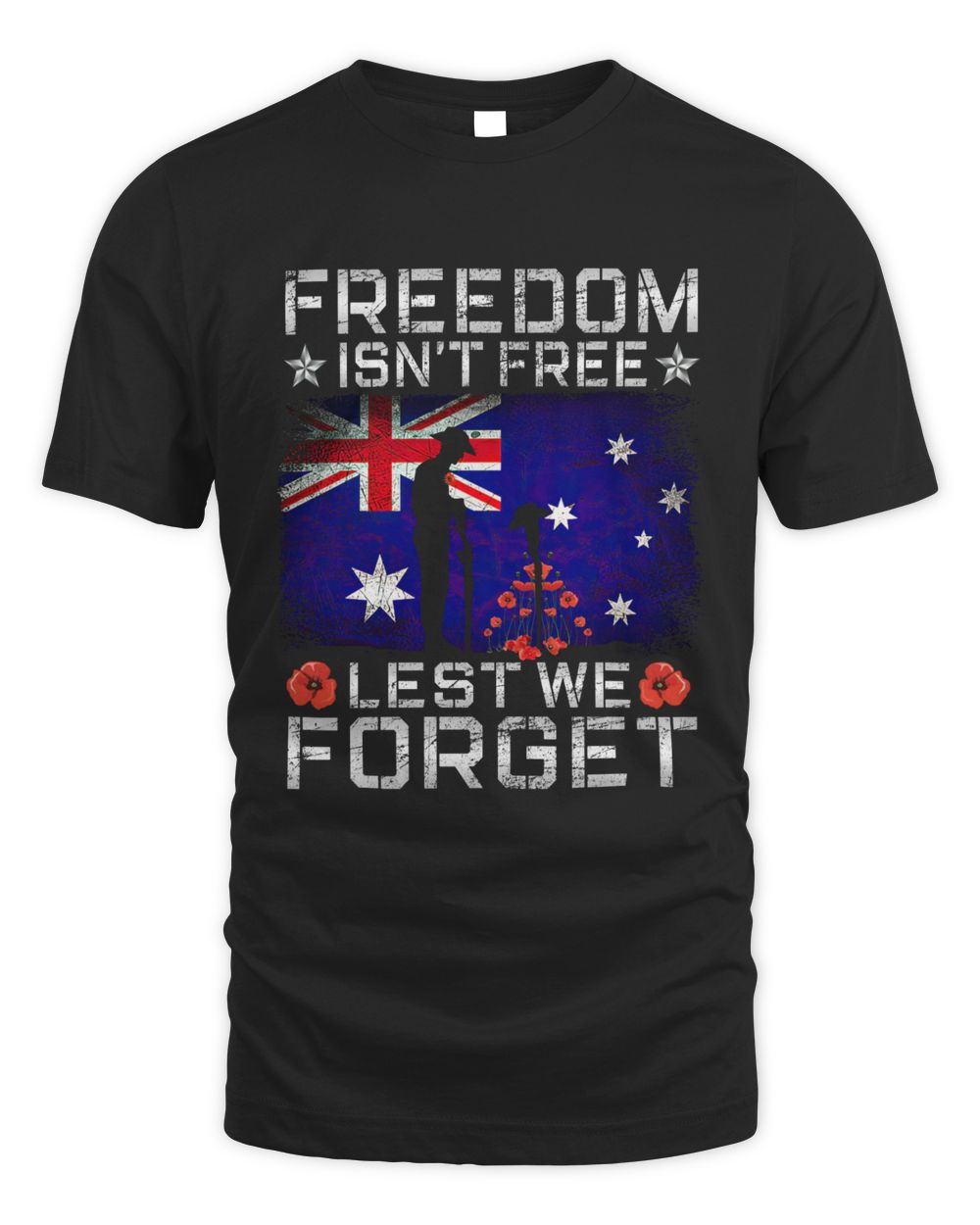 Freedon Isn't Free Lest We Forget, Australian Veterans Unisex Standard T-Shirt black s