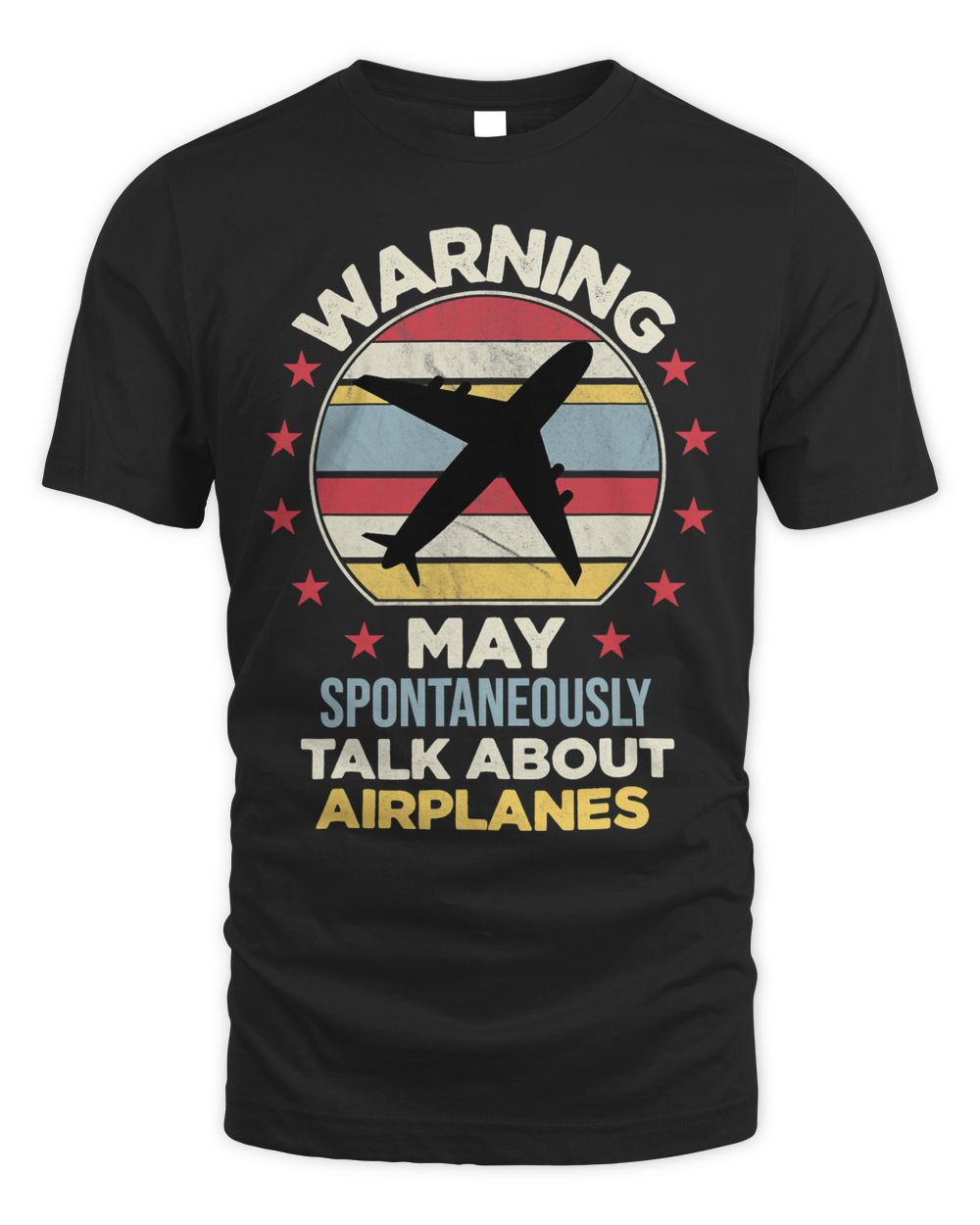 I May Talk About Airplanes Funny Pilot Airplane Vintage Unisex Standard T-Shirt black 