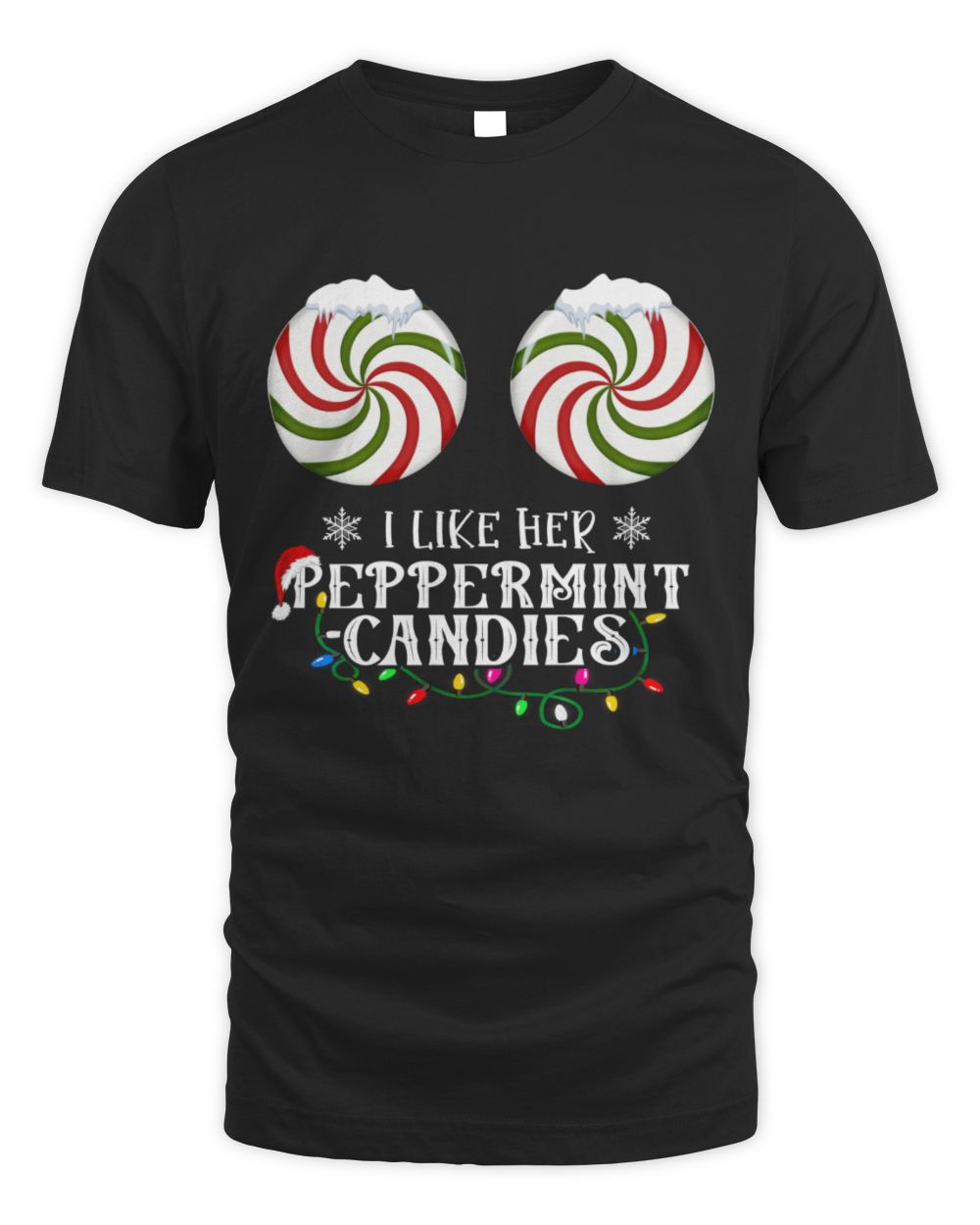 I Like Her Peppermint Candies Couples Matching Christmas Unisex Standard T-Shirt black s