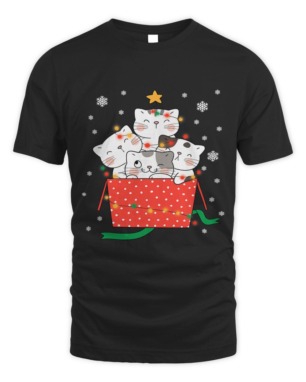 Christmas Cat Lover Christmas Tree Kawaii Cat75 Unisex Standard T-Shirt black 