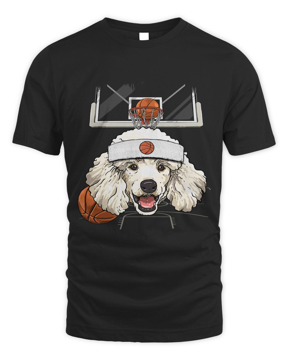 Poodle Basketball Dog Lovers Basketball Player Unisex Standard T-Shirt black 