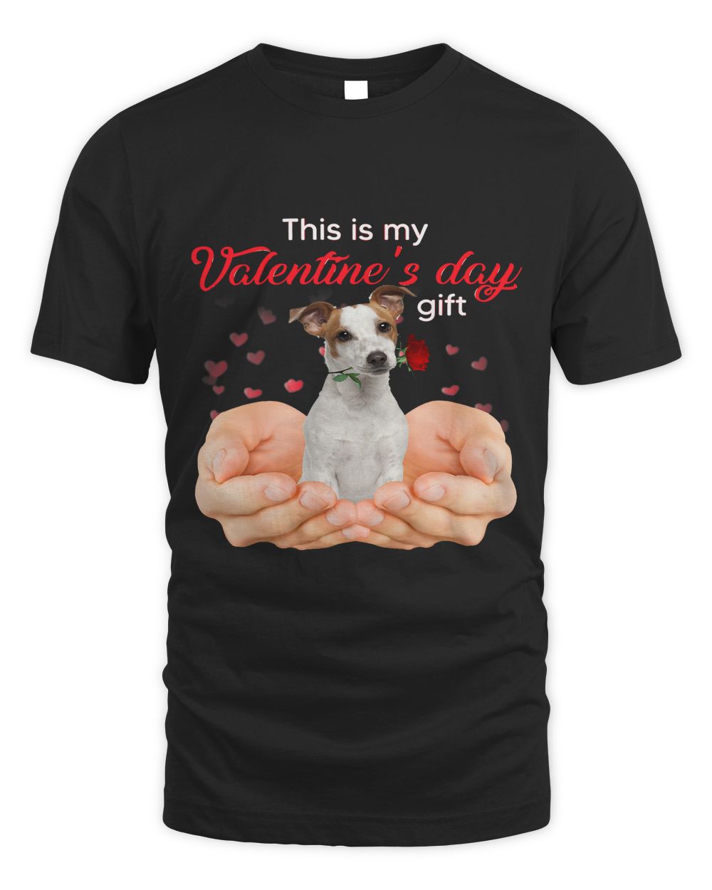 Cute Jack Russell Terrier This Is My Valentines Day Pajama Unisex Standard T-Shirt black s
