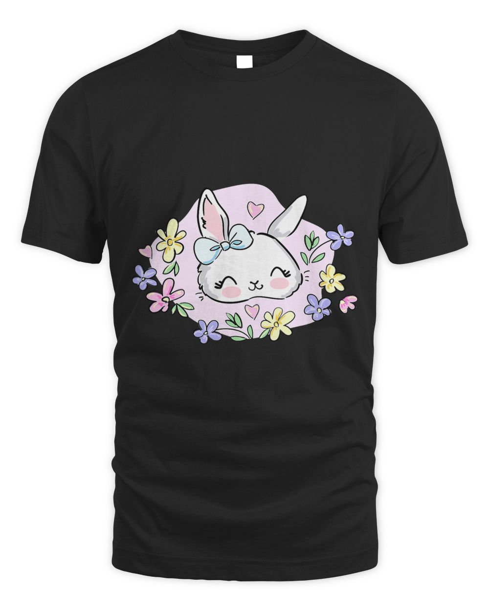 Cutle little easter rabbit bunny sweet spring flowers Unisex Standard T-Shirt black s