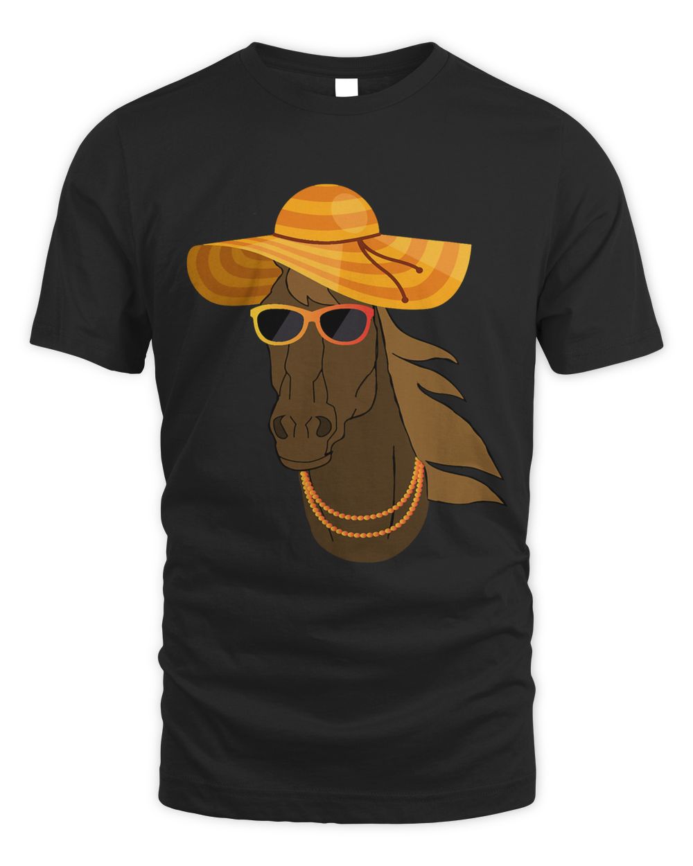 Horse Hat Funny Derby day Party Farmer Horse Horse Ricing Unisex Standard T-Shirt black 
