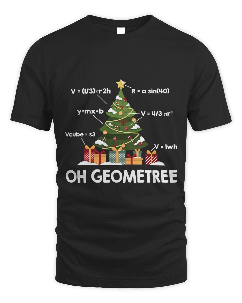 Funny Christmas Tree Math Mathematician Mathematic Geometree 97 Unisex Standard T-Shirt black s