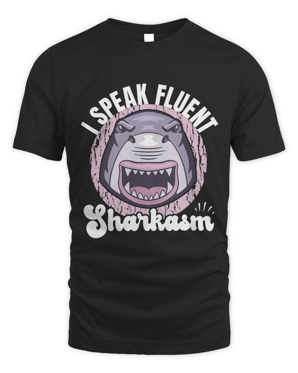 I Speak Fluent Sharkasm Swimming Shark Mouth Unisex Standard T-Shirt black s