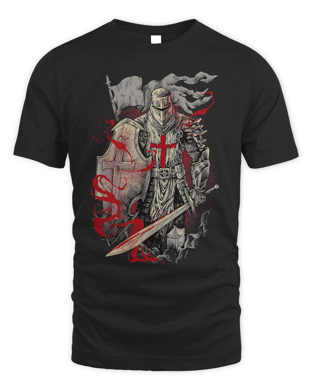 Medieval Crusader Knight Templar Unisex Standard T-Shirt black s