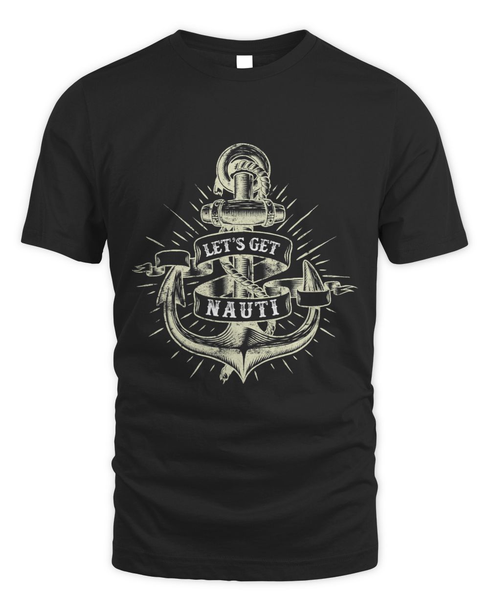 Motor Boating Captain Lets Get Nauti Anchor Unisex Standard T-Shirt black s
