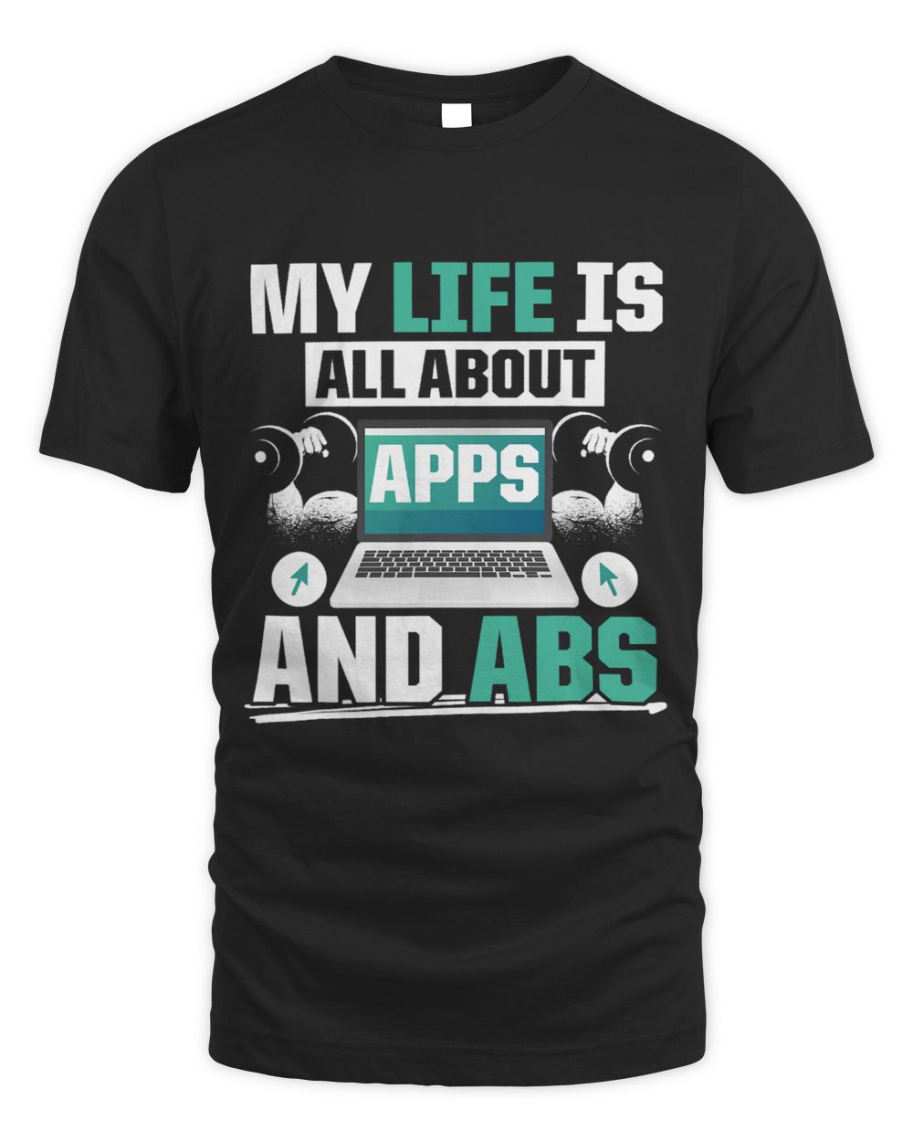 App Developer With Sixpack Bodybuilder Nerd Apps And Abs Unisex Standard T-Shirt black s