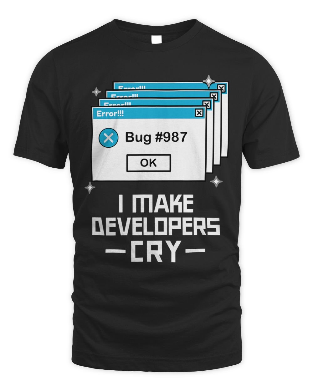 Funny QA Engineer QA Shirt I Make Developers Cry QA Tester Unisex Standard T-Shirt black s