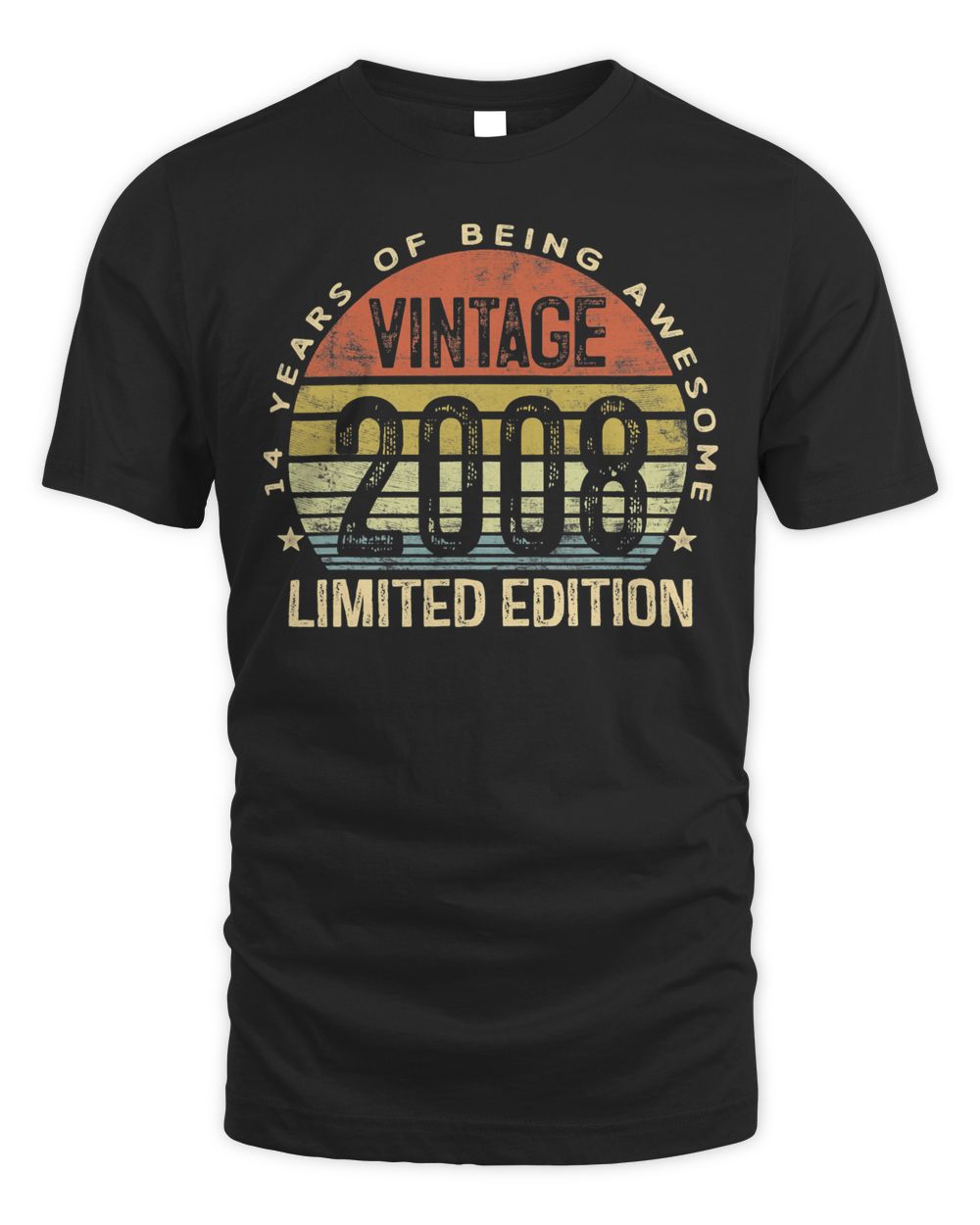 14 Year Old Gifts Vintage 2008 Limited Edition 14th Birthday Unisex Standard T-Shirt black s