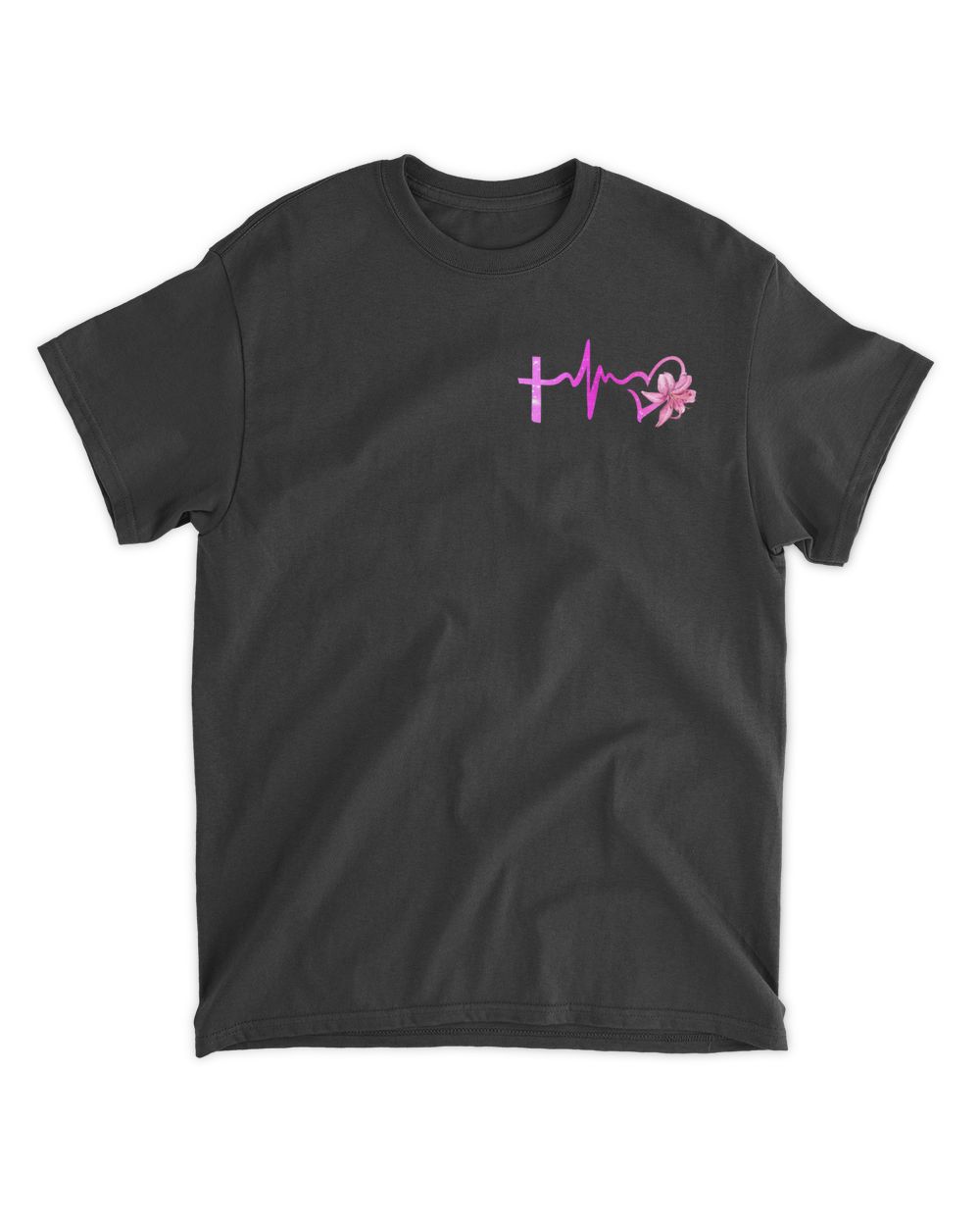 Bc Pink Faith Lily Flower Flag 2 Sides Unisex Standard T-Shirt black s