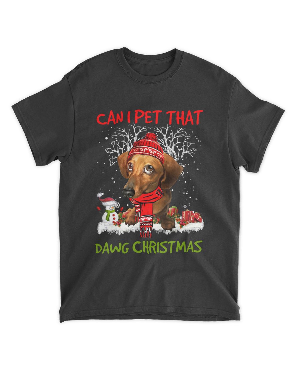 Dachshund Dog Can I Pet That Dawg Christmas Dog Lover Men's Standard T-Shirt black s