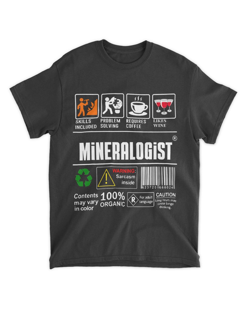 Mineralogist Definition Label Problem Solving Coffee 2Wine Unisex Standard T-Shirt black s
