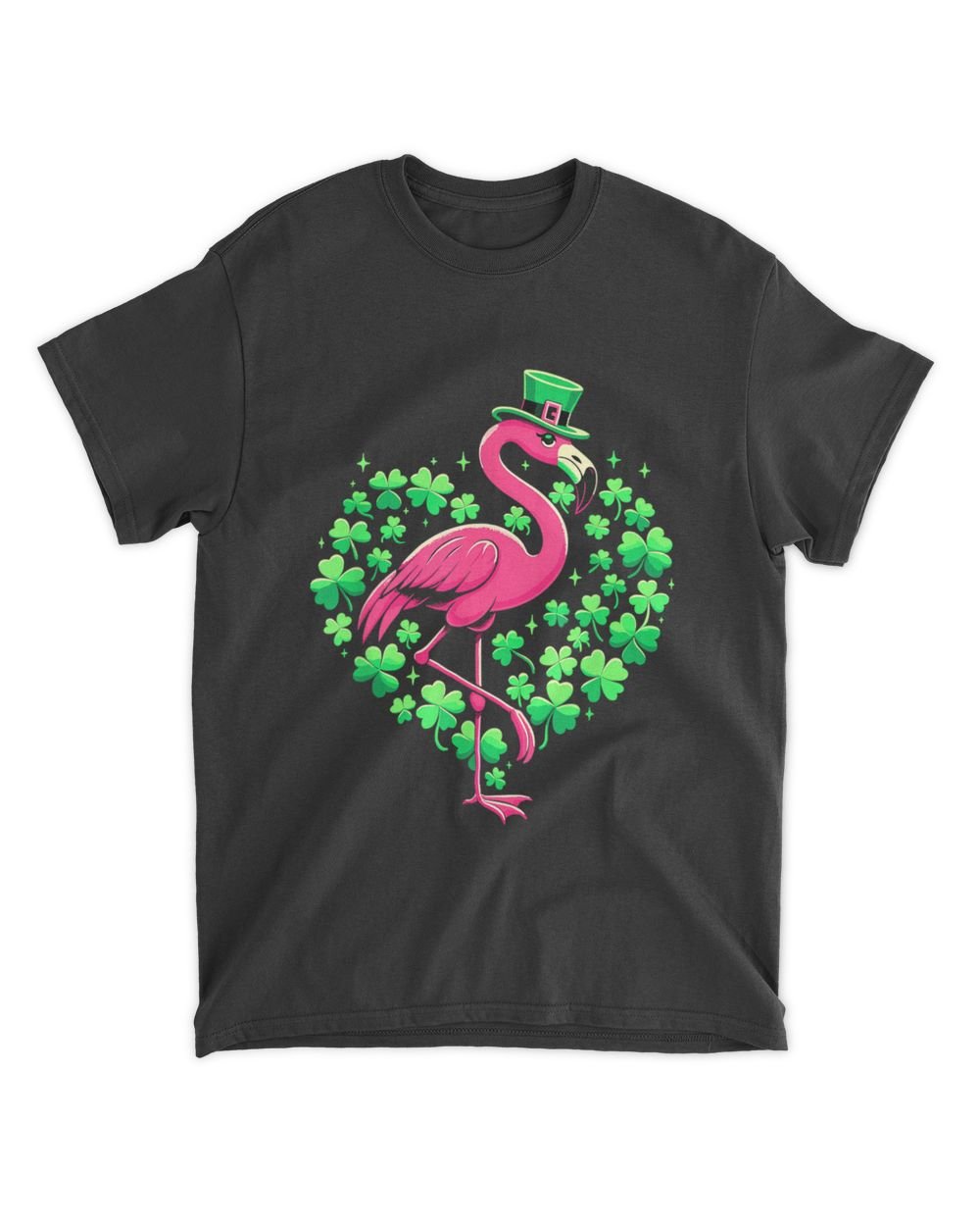 St Patricks Day Irish Flamingo T-Shirt Unisex Standard T-Shirt black s