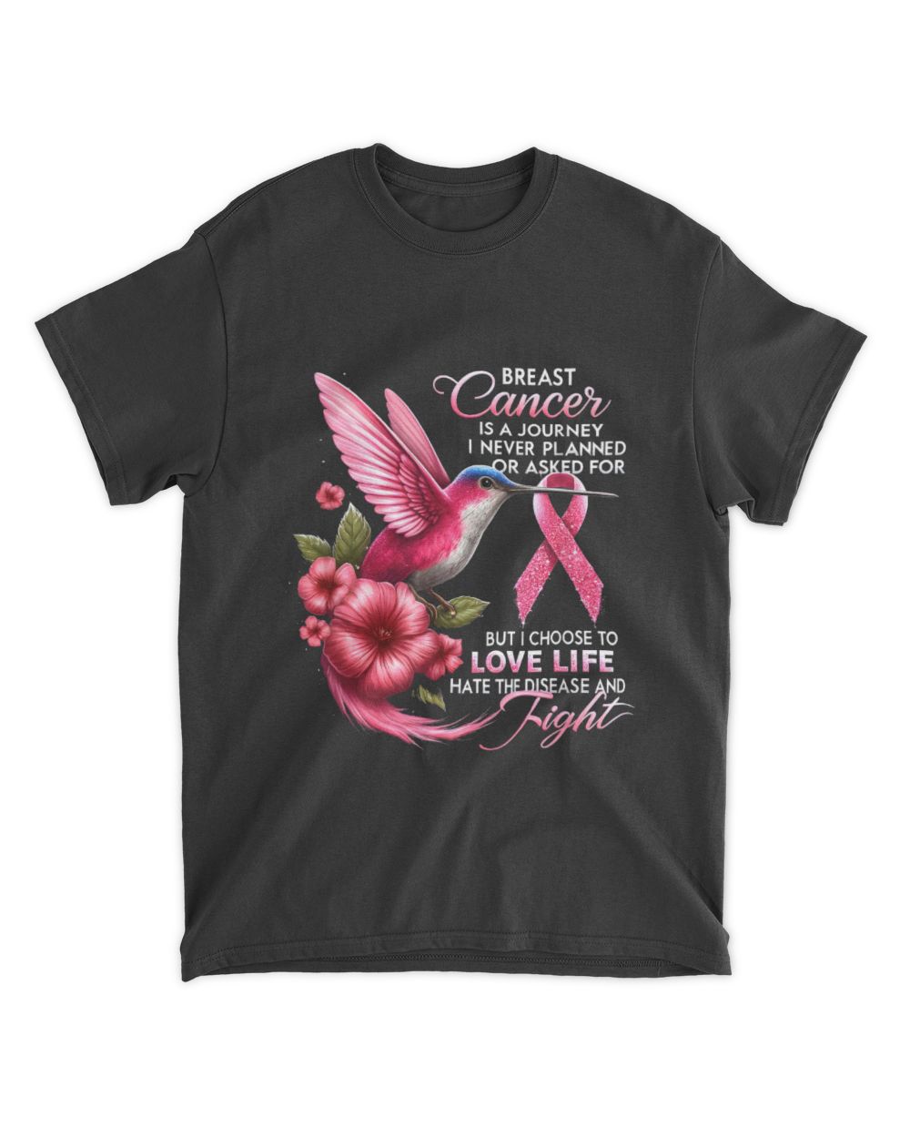 Breast Cancer Breast Cancer Is A Journey I Never Planned Unisex Standard T-Shirt black s