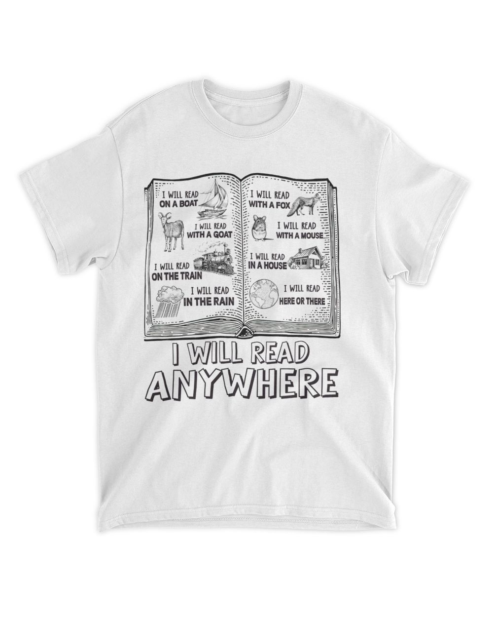 I Will Read Anywhere Unisex Standard T-Shirt white s