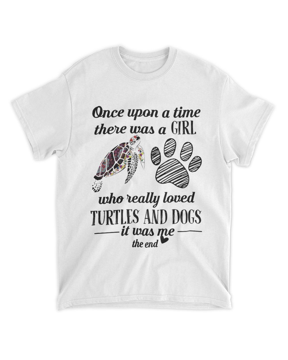 Turtle and Dog Unisex Standard T-Shirt white s
