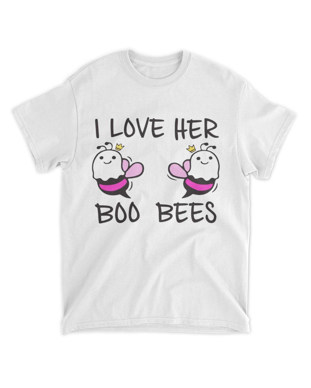 I Love Her Boo Bees Cute Pink Boo Bees T-shirt Unisex Standard T-Shirt white s