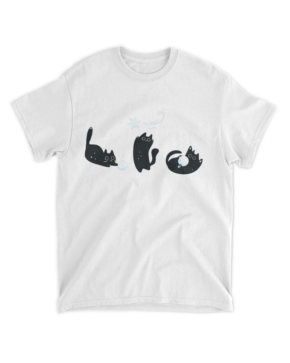 Black Cat With Snowflake Unisex Standard T-Shirt white s