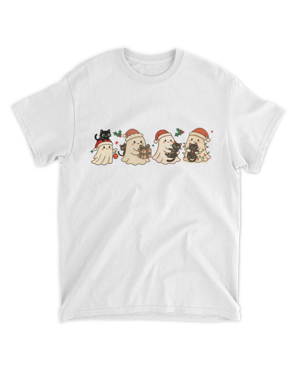 Ghost And Cats Unisex Standard T-Shirt white s