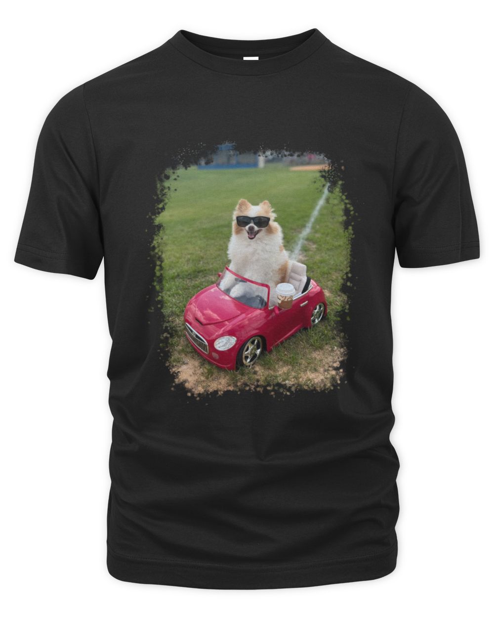 Koda Sits in The Car on the Grass Field Unisex Premium T-Shirt black s